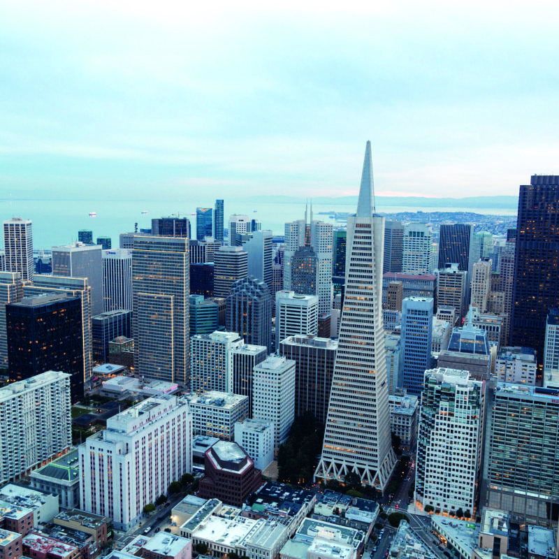 City themed wall mural in a living room of San Francisco