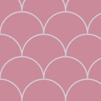 Rose scales wallpaper design situated in living room with grey sofa and cheese plant