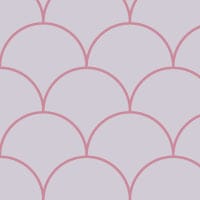 Heather scales wallpaper design situated in bedroom with grey cushions