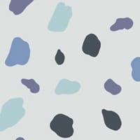 Blue splodge wallpaper pattern situated in kids bedroom with play tent