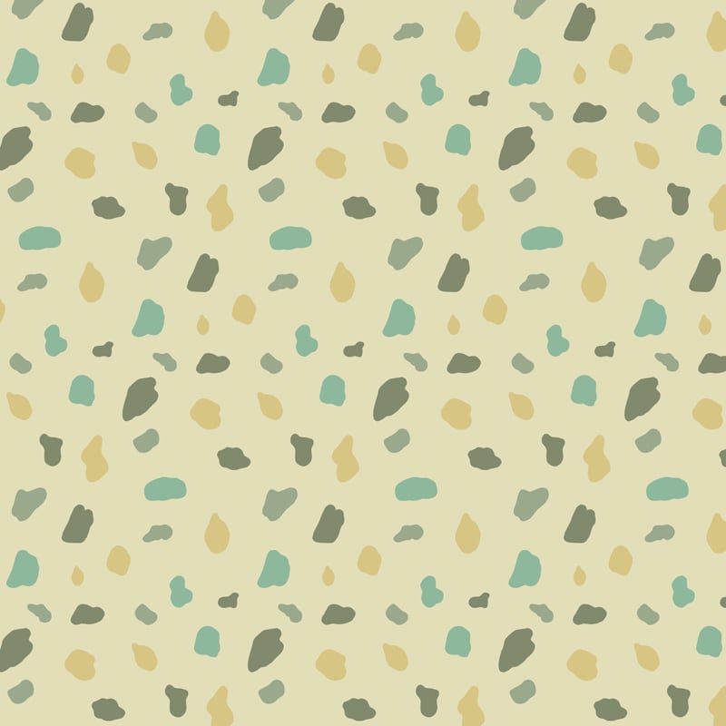 Green splodge wallpaper pattern situated in kids bedroom with play ladder
