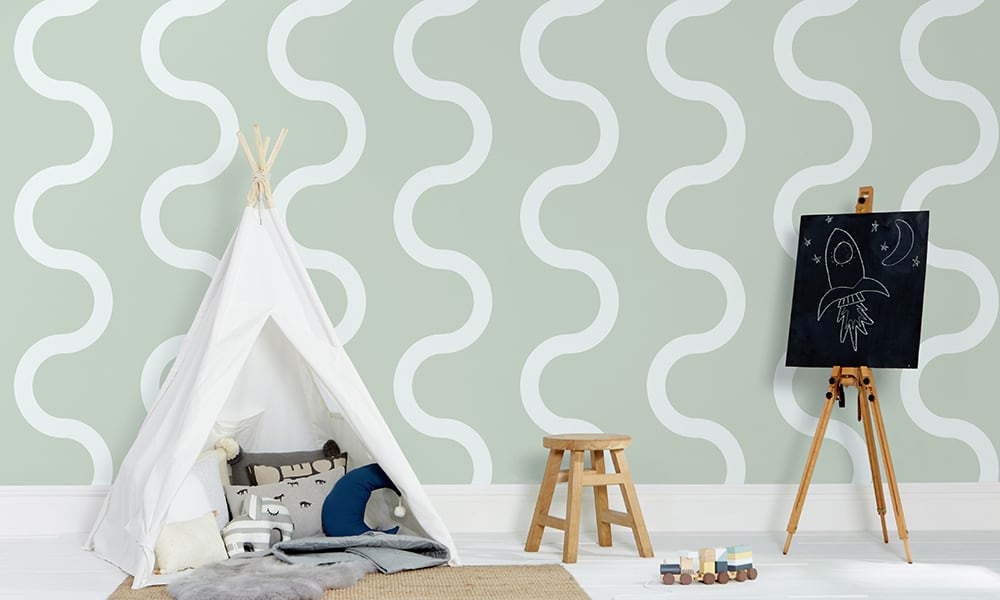 Large scale sqiuggle in sage green with kids play tent