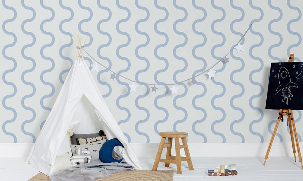 Medium scale sqiuggle in ice blue with kids play tent