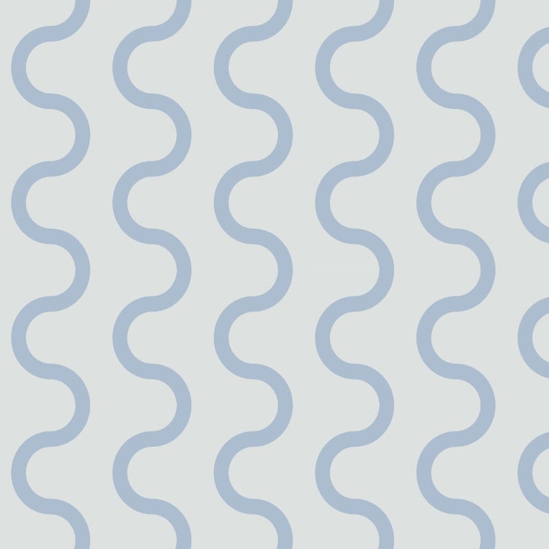 Squiggle wallpaper pattern in ice blue in kids bedroom