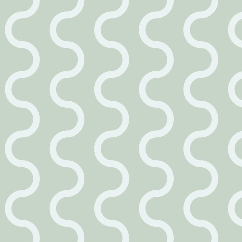 Squiggle wallpaper pattern in sage green in kids bedroom