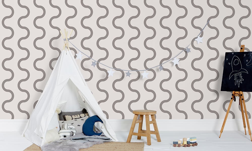 Medium scale sqiuggle in grey with kids play tent