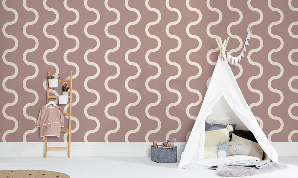 Medium scale sqiuggle in dusky pink with kids play tent