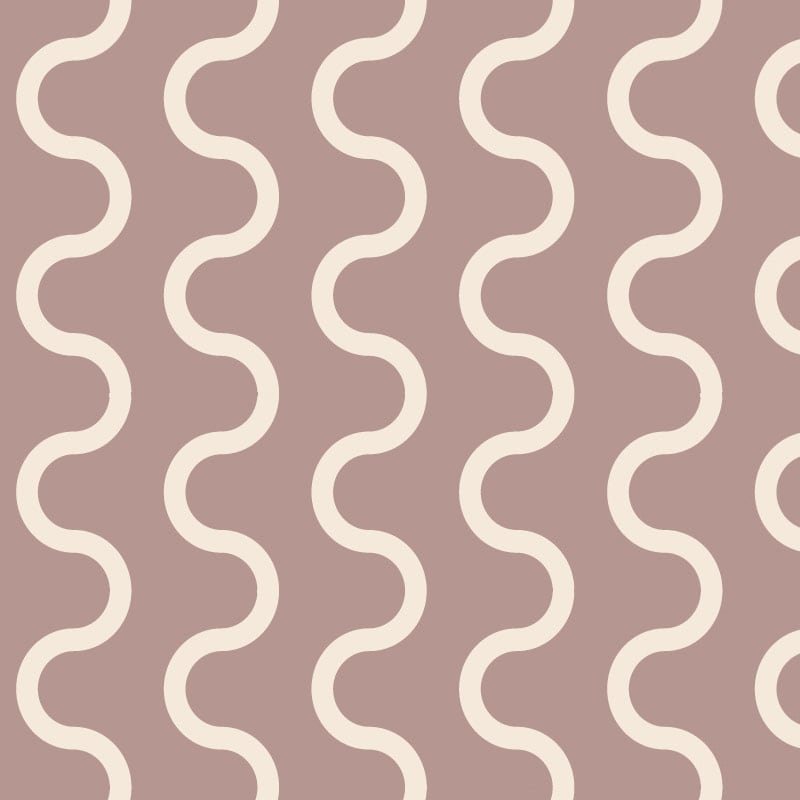 Squiggle wallpaper pattern in dusky pink in kids bedroom