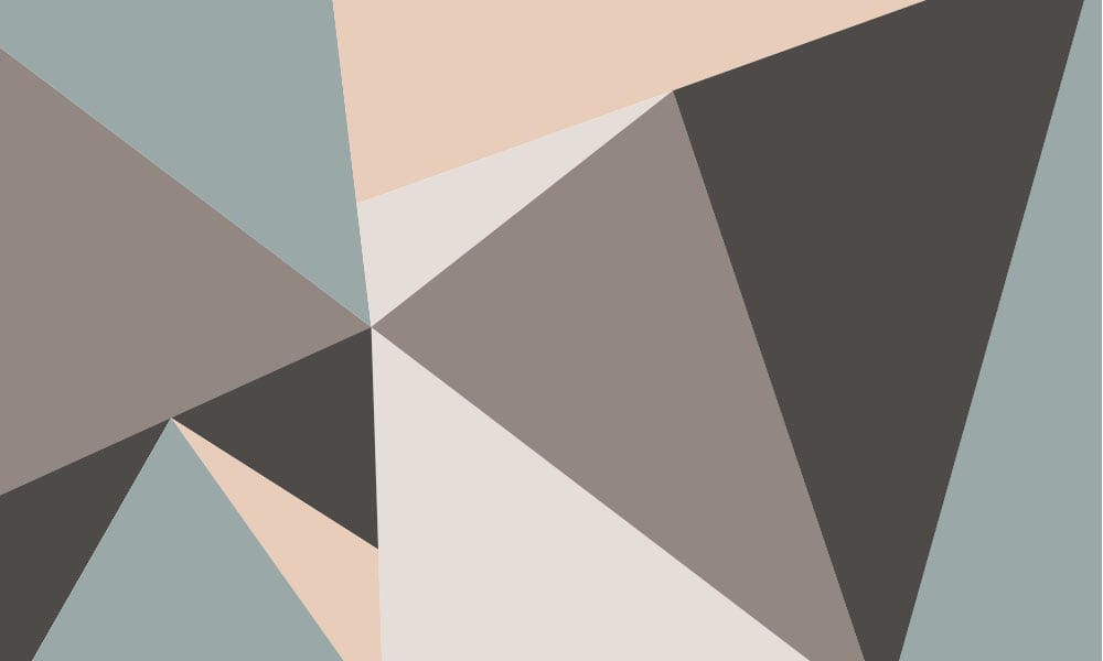 Geometric wall mural design featuring clean lines and grey and pastel colour tones 