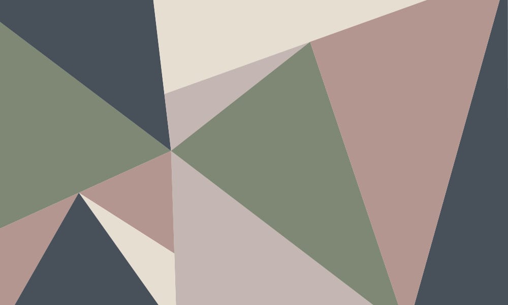 Geometric wallpaper design featuring clean lines and navy green and pink colour tones 