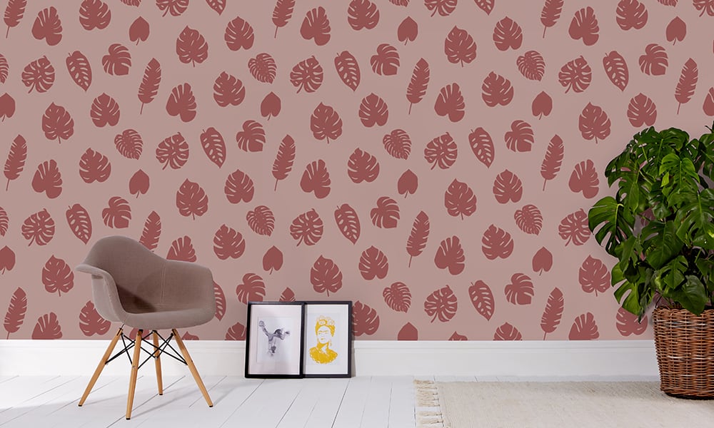 Tropic wallpaper design in medium size situted in living room