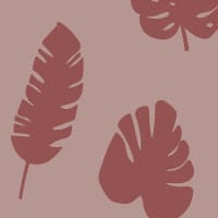 Red tropic maroon wallpaper design with chair and picture frame