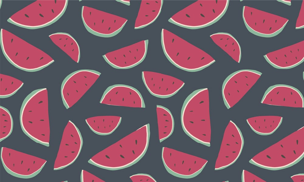 Watermelon art wallpaper design against dark blue background