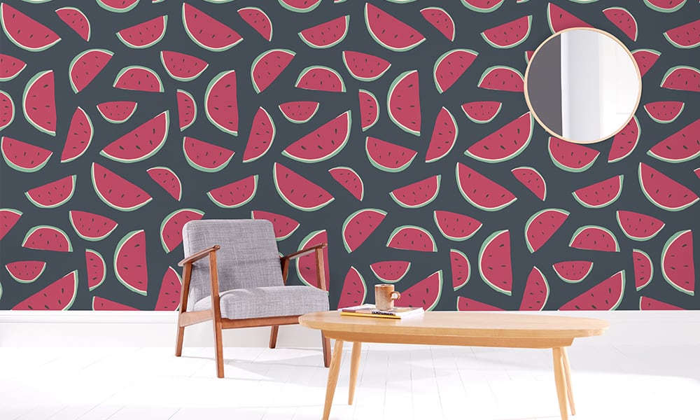 Watermelon wallaper design medium size in dark blue 