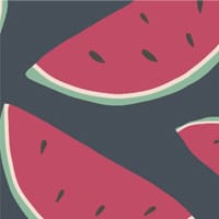 Dark blue watermelon wallpaper in a room with chair and coffee table
