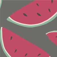 Watermelon wallpaper on grey background with a chair and coffee table