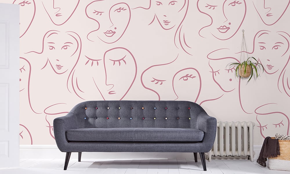 Large scale abstract pattern wallpaper with neutral background