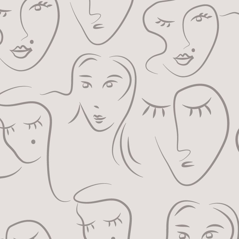 Abstract female face wallpaper pattern with eyelashes