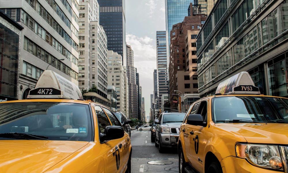 Yellow taxi new york city themed wall mural 